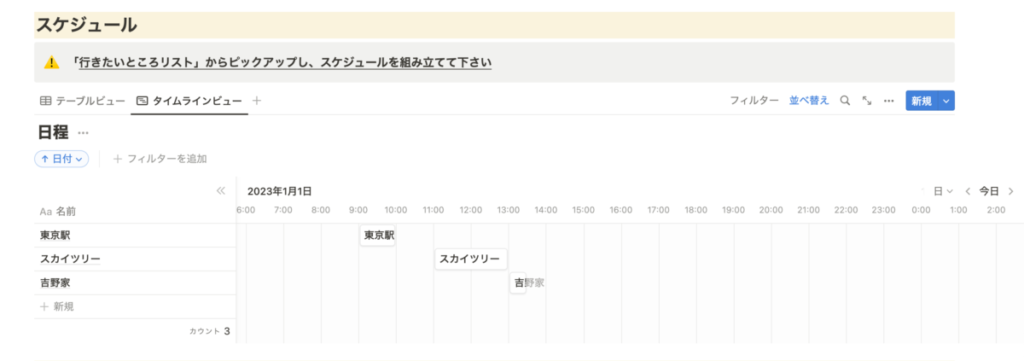 タイムラインビューの完成形