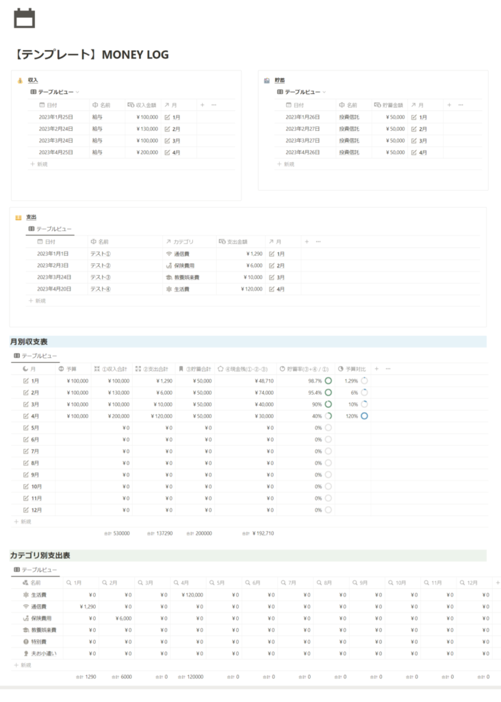 Notion家計簿の全体像